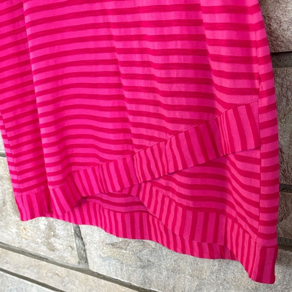 Chico’s Pink Striped V-Neck Short Sleeve Tee - Picture 5 of 8